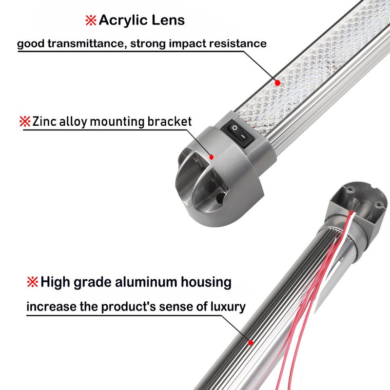 Lightronic RV LED Area Scene Light Fixture 12.8", 6000K-Cool White, High Light-Output Low Current Draw, Integrated On/Off Rocker Switch, Heavy-Duty Aluninum Housing, 12V/24V DC, 1-Pack - Image 2